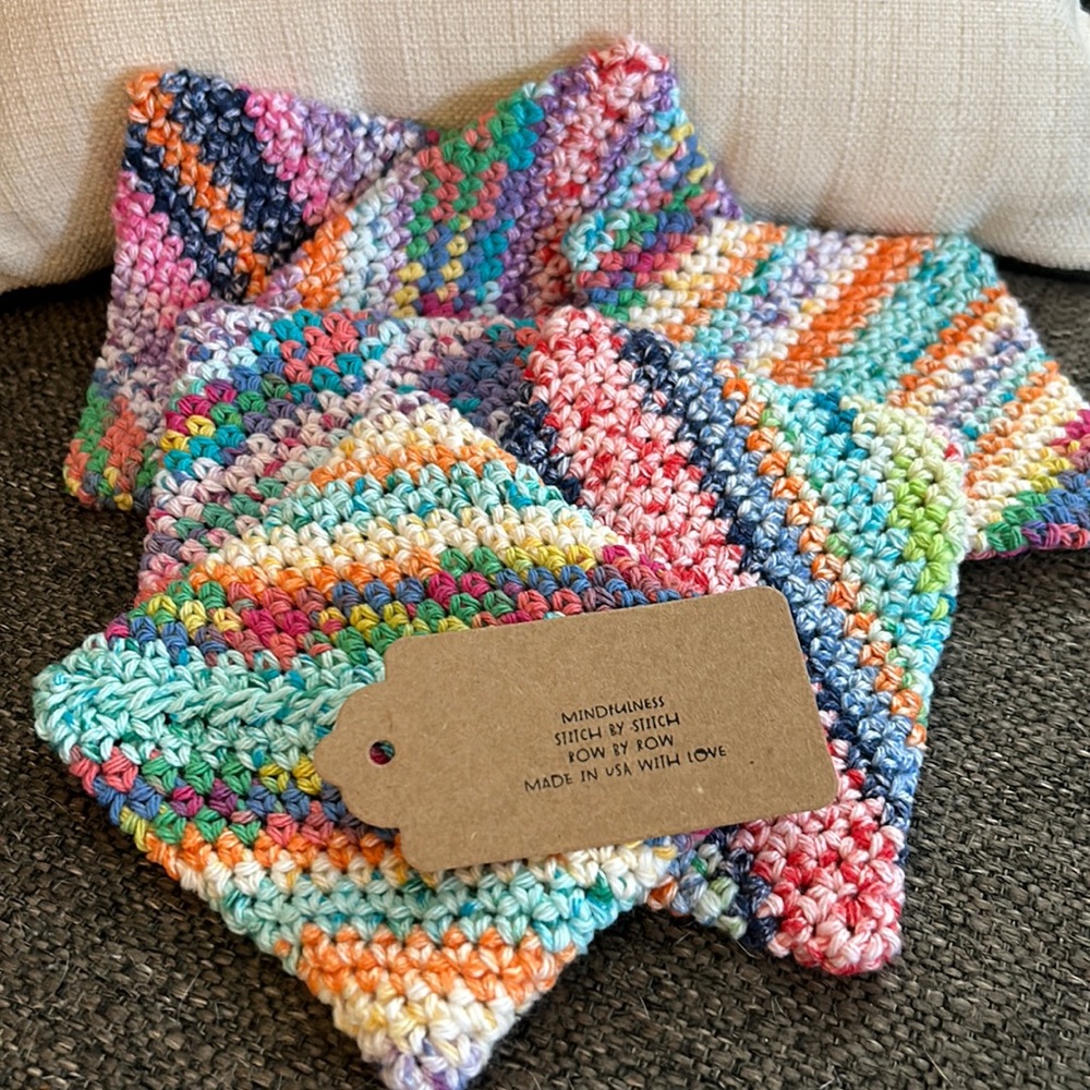 NWT 6 Coasters Made in USA with 100% recycled cotton! Perfect to use as trivet